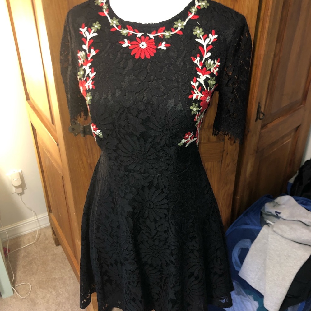 Forever 21 Black Lace Embroidered Dress